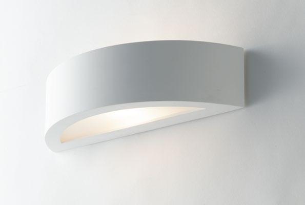 Applique a parete in gesso verniciabile diffusore inferiore in vetro satinato, diffusore superiore in acrilico bianco attacco E14 collezione CORTINA Applique a parete in gesso verniciabile diffusore inferiore in vetro satinato, diffusore superiore in acrilico bianco attacco E14 collezione CORTINA